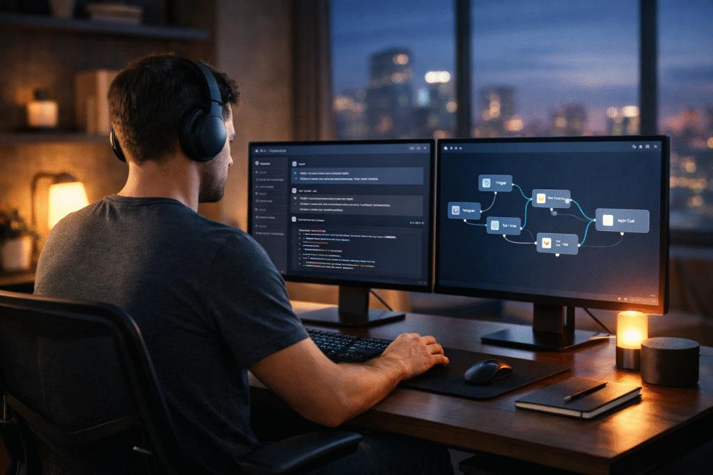 AI-driven workflow in a modern office